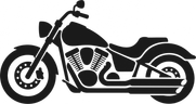 Cruiser motorcycle icon, dark, mirrored