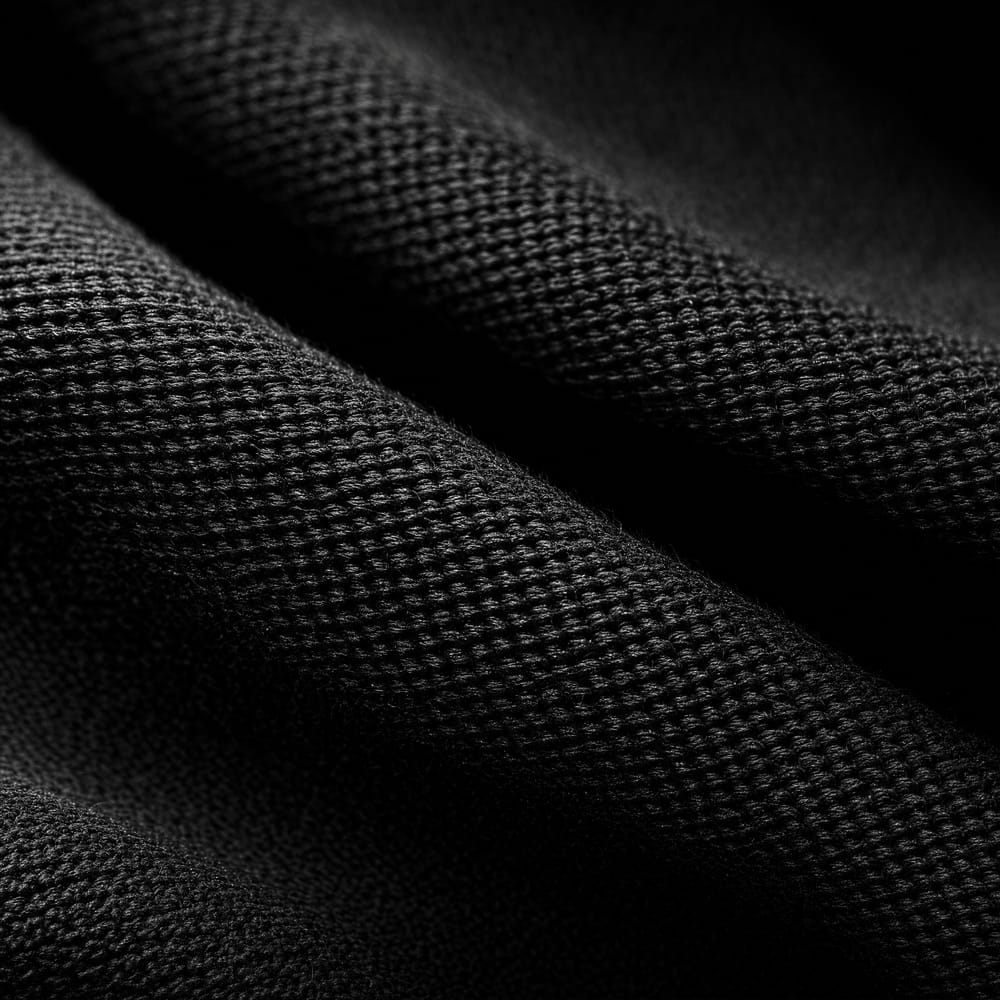 Macro of heavyweight black cotton fabric
