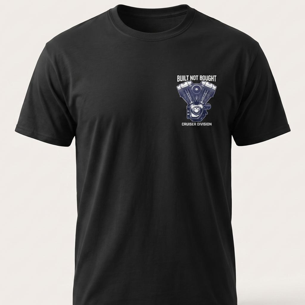 Built Not Bought T-Shirt front chest print