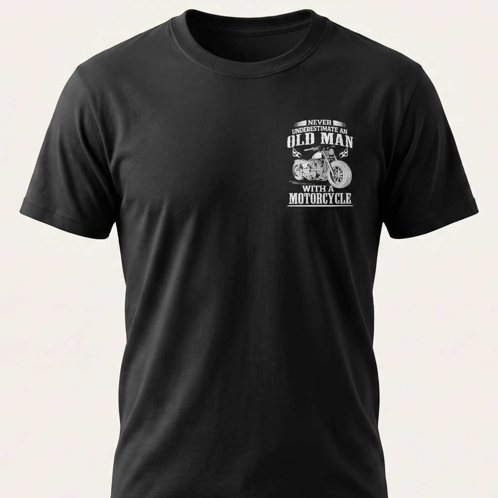 Never Old Man T- Shirt front chest print