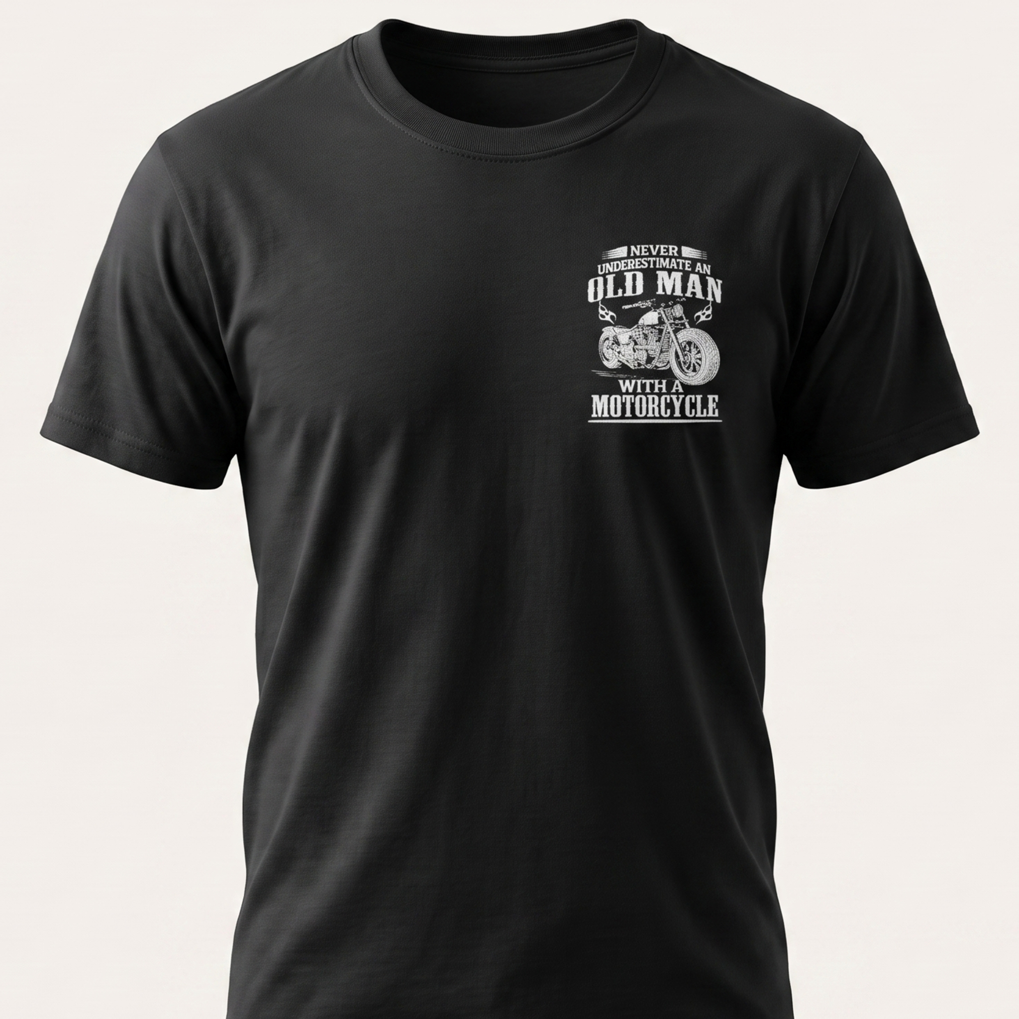 Never Old Man T- Shirt front chest print